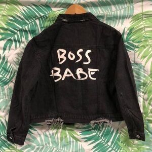 Boss babe by crimes of beauty Black Jean jacket size large